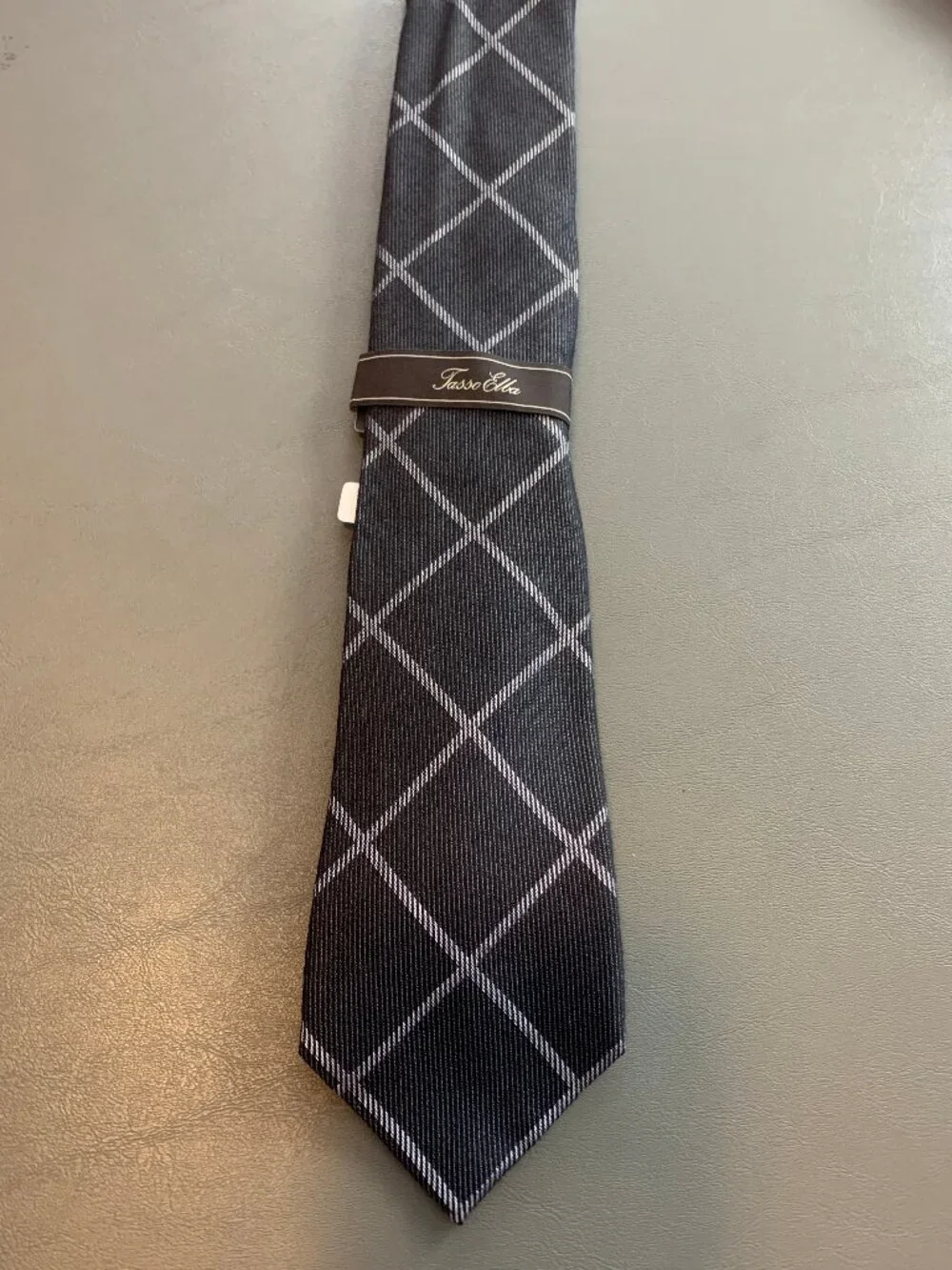 Tasso Elba Men's 3'' Silk Blend Grid Pattern Neck Tie, Black, One Size